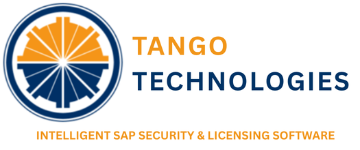 Official logo for Tango Technologies featuring the orange and navy circular emblem and the tagline Intelligent SAP Security & Licensing Software.